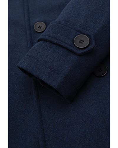 Image of Lisskolo Men's Wool Blend Double Breasted Pea Coat Classic Notched Collar Warm Woolen Coats Winter Outwear Jackets