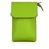 Pelle morbida Hudson & James Borsa per telefono in vera pelle, borsa per telefono in vera pelle, piccola borsa a tracolla da donna con tracolla regolabile staccabile, Verde lime, Small