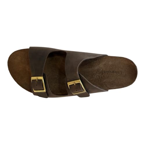 Image of Heritage - Premium Leather Two-Strap Comfort Sandal | Genuine Leather | Brown | UK 4-9 (EU 37-43)