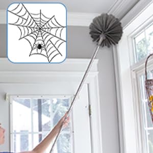 Image of 3 in 1 Microfiber Feather Duster Bendable & Extendable Pole 30-100 Inch Extra Long Extension Pole for Cleaning High Cobweb Stick High Ceiling Fan - Stainless Steel,Grey