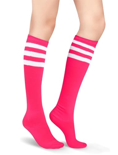 Image of Women's Knee High Athletic Socks Casual Stripes Tube Socks Outdoor Sport Socks