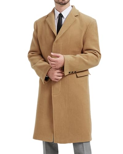 Mens Black Overcoat Wool & Cashmere Covert Warm Winter Bond Coat Fully Lined2