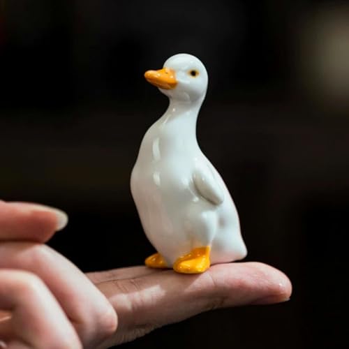 Estatua de Cerámica de Pato Miniatura Decorativa