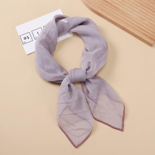 Wander Agio Hair Tie Silk Like Neck Scarf Womens Printing Small Scarves Square Headscarf Silky Hair Band Pure Color2