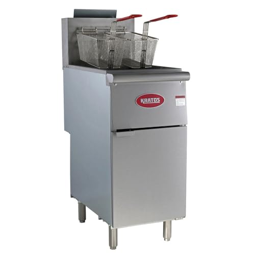 Kratos Commercial Deep Fryer - Three Heating Tubes, Floor Standing, Liquid Propane Powered, 40 lb. Capacity, 90,000 Total BTU, 15.5W (29Y-010-LP)