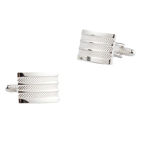 Set de Mancuernas Rectangulares de Metal Plateado miniatura 1