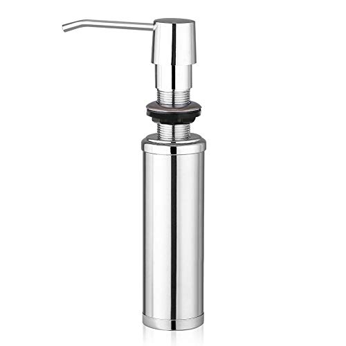 Dispensador de líquido Qmee de 250 ml, de acero inoxidable, para cocina, baño, ducha, champú, exclusivo dispensador de cilíndrico hecho a mano de acero inoxidable, puede insertar cojín