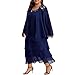 Plus Size Chiffon Mother of The Bride Layered Dress with Jacket 2 Piece Set Decal Designs Formal Wedding Guest Attire Blue