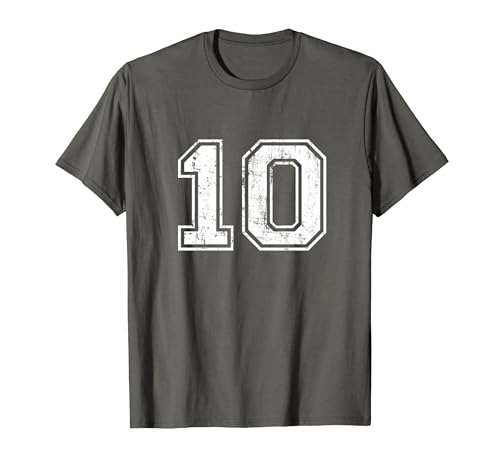 Number 10 Ten Distressed Vintage Sport Training Practice Gym Camiseta