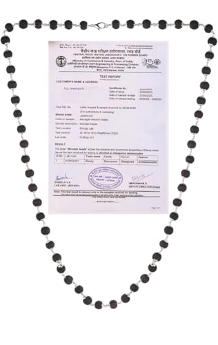 Image of Original Karungali Malai - Certified Ebony Beads Mala With Goverment Lab Test Certification - Authentic Black Ebony Wood 54 Beads German Silver Cap Mala For Meditaon (Black)