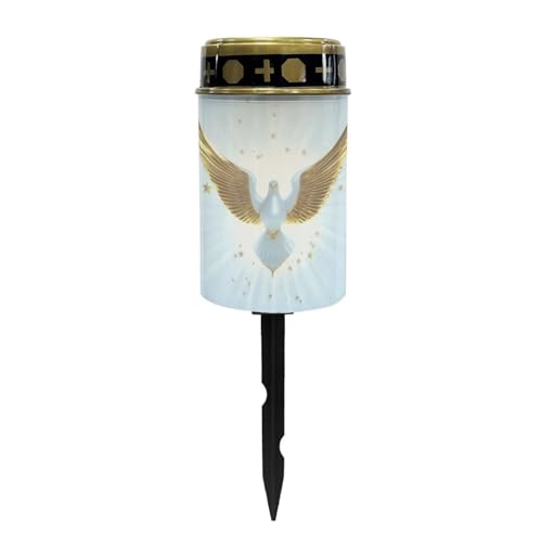 Image of Gold Peace Dove Cemetery Solar Lights for Grave Waterproof Solar Grave Lights for Cemetery Decoration Automatic Solar Powered Flameless Candle Lights