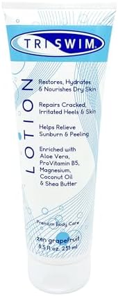 TRISWIM Swim Lotion 8.5oz | After Swim Lotion for Dry & Itchy Skin | Neutralizes Chlorine, Bromine & Saltwater Odors | Hydrates & Soothes with Aloe, Shea Butter & Coconut Oil | Zen Grapefruit Scent