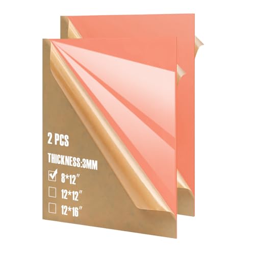 Image of 2pack Pastel Cell Cast Acrylic Sheets Watermelon Pink 1 /8inch (3mm) 7.87x11.8 200x300mm Glossy Matte Laserable Plexiglass Sheets Plasitc Board for Laser Cutting Engraving