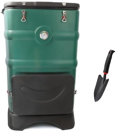 Contenedor de compostaje aislado con sistema de ventilación, compostaje rápido durante todo el año, un depósito en la parte inferior para recoger el lixiviado (verde)