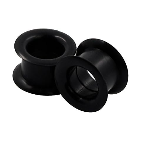 Longboarders Pair of 28 mm Black Silicone Flesh Tunnel Plug Ear Expander Piercing Jewellery 3 mm to 25 mm Cover