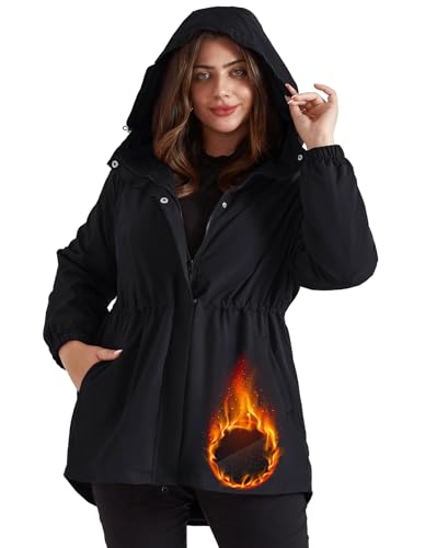 Amazon.com: Hanna Nikole Women's Hooded Rain Jacket Plus Size Warm