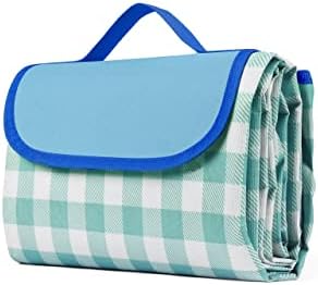 VITACASA Picnic Blanket, 60" x 80" Foldable Waterproof Picnic Blanket, Extra Large Picnic Blanket for Beach Camping Hiking Travel Outdoor Family Concerts - Blue Stripe