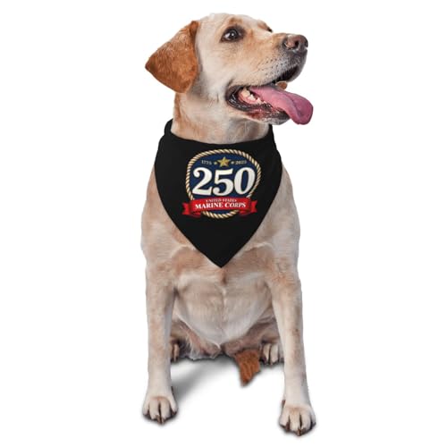 United States Marine Corps 250th Birthday Seal Pet Triangle Scarf for Dogs & Cats, Polyester Decorative Scarf, Adjustable Cute Pet Bandana for Daily Wear & Photo Shoots