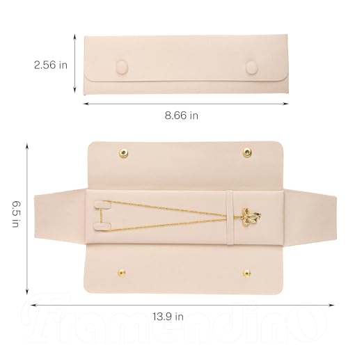 Framendino, 6 Pack Velvet Necklace Case Travel Jewelry Bag Organizer Pouch Holder Box for Women Storage White by Framendino - Image 2