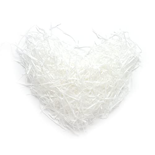 Lyaor 200 Grammes Papier Déchiqueté Remplissage de Cadeau Papier de Raphia Papier Déchiqueté du Colis Emballage Décoration de Cadeau Boîte pour Noël/Anniversaire/Saint-Valentin/Fête - Blanc Cover
