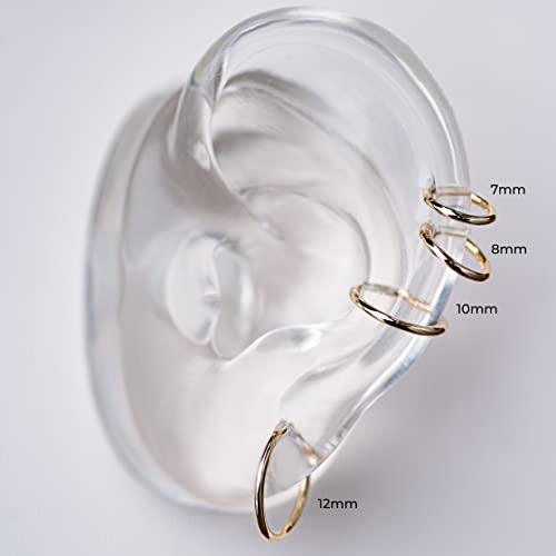 Anygolds 14K Real Solid Gold Hoop Earring - Gold Nose Lip Eyebrow Cartilage Daith Helix Tragu Conch Rook Snug Body Hoop Ear Piercing Jewelry - 1Pcs Mbj3006 (7Mm / 18Gauge, White Gold) #TOP2