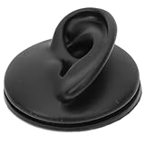 NUOBESTY Modelo Didáctico de Oreja Izquierda Negra de Silicona, Exhibidor para Piercing y Pendientes, Modelo de Simulación de Punción para Práctica y Presentación en Tienda, Accesorio