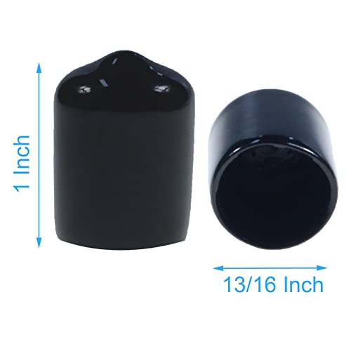Image of Acocony 13 /16 Inch Rubber Cap (20.65 mm) Round Black Pack of 12 | PVC Rubber End Caps Dustproof, Protective & Aesthetic Flexible Covers for Tubing, Pipes, Poles, Bolts & More