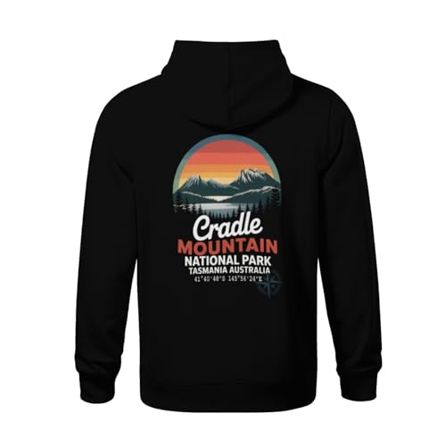 Kids Cradle Mountain Park with GPS Location Tasmania Australia Boys Girls Lightweight Kangaroo Pocket Fleece Hoodies3