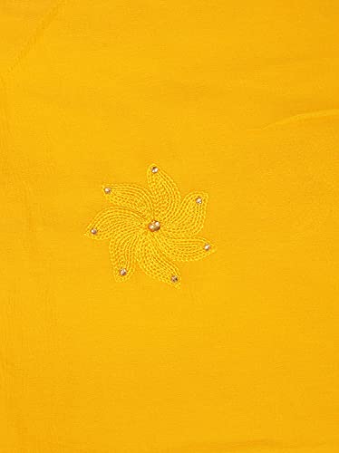 Image of YOUTHQUAKE Flower Embroidered Diamond Work Chiffon Dupatta for Womens & Girls With 4 Side Lace