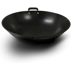 18 inch Cast Iron Wok, Chinese Style Wok, Traditional Hand Hammered Pot, with Cover and 2 Pot Ear, Does not Rust-41cm (41cm)