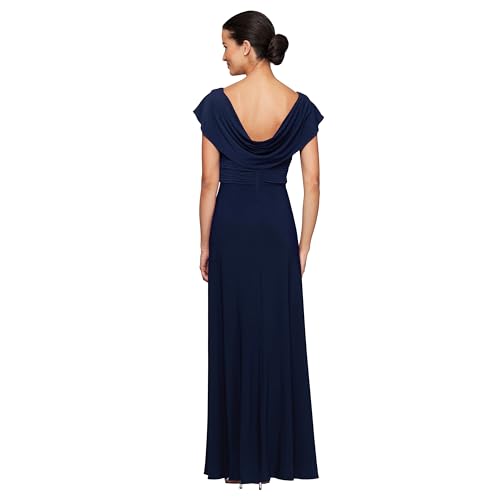 Image of Alex Evenings Women's Long Cowl Neckline Mother of The Bride Dress, Formal Event Gown (Petite and Regular Sizes)