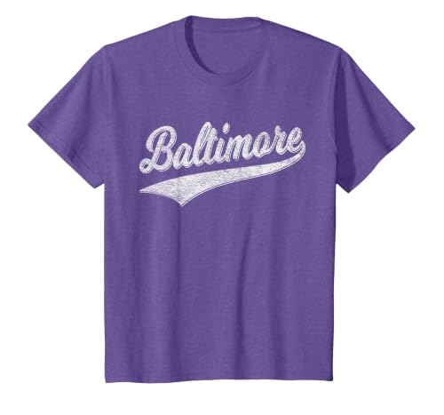 Baltimore Maryland Varsity Script Vintage Sports Jersey T-Shirt, Youth, Purple Heather, 2T