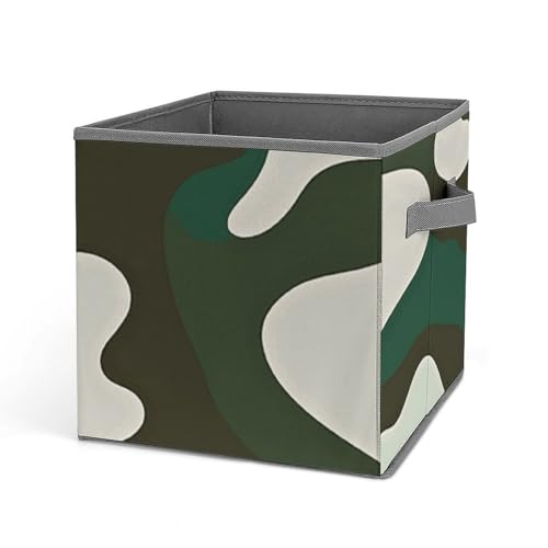 Cube de rangement pour vêtements en tissu vert avec double poignées - 2