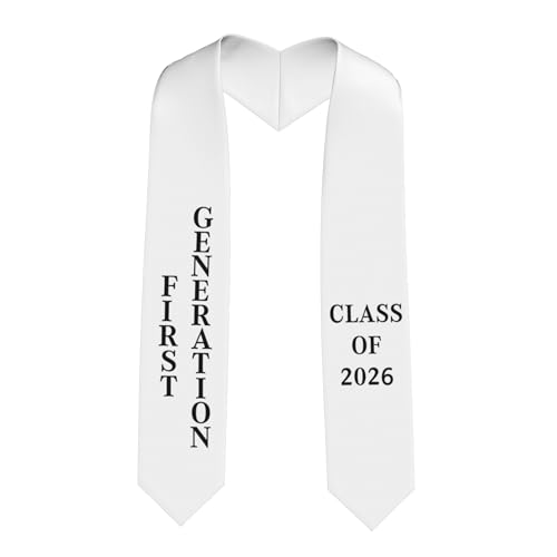Nicuoyid First Generation Stole Class of 2026 White Graduation Stole for High School & College Graduates - Gift for Graduation's Day