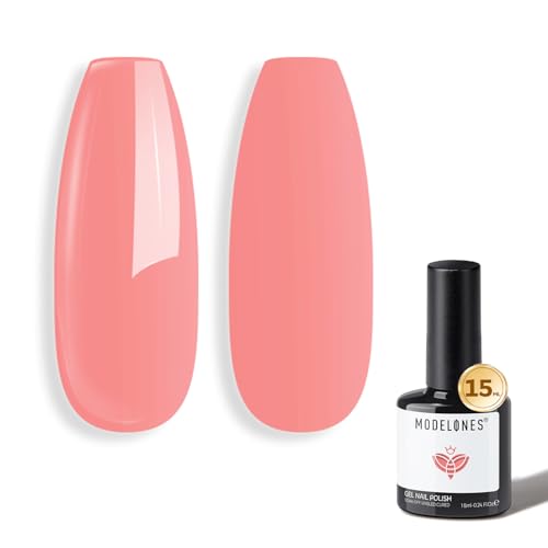 modelones Pink Gel Nail Polish Coral Pink Peach Gel Nail Polish S...