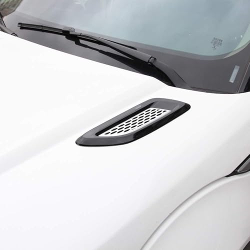 Image of Ventilation Grille Inserts for Front Windscreen, Car Hood Vent Exterior Outlet Wing Trim, Side Intake Scoop Turbo Bonnet Vent Cover Decor Scoop, Black