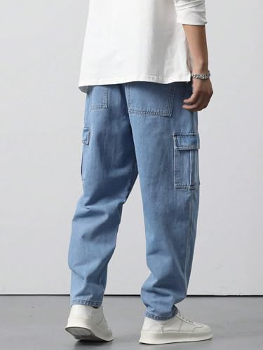 Image of TAGAS Men Loose Fit Men's Flip Pocket Jeans || Mens Stylish Cotton Loose Fit Denim Cargo || Multi-Pocket Styling Pant||