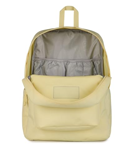 Image of JanSport SuperBreak Plus Backpack with Padded 15-inch Laptop Sleeve and Integrated Bottle Pocket - Spacious and Durable Daypack for Work and Travel, Lemon Ice