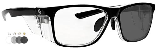 Real Glass Safety Glasses 15011 - Scratch-Resistant - Real Glass Lenses - Permanent Side Shields - Meet ANSI Z87.1-1 Pair (Photogray Transition)