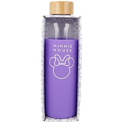 Botella de Vidrio con Funda de Silicona Stor, 585 ml Capacidad, Minnie Cover