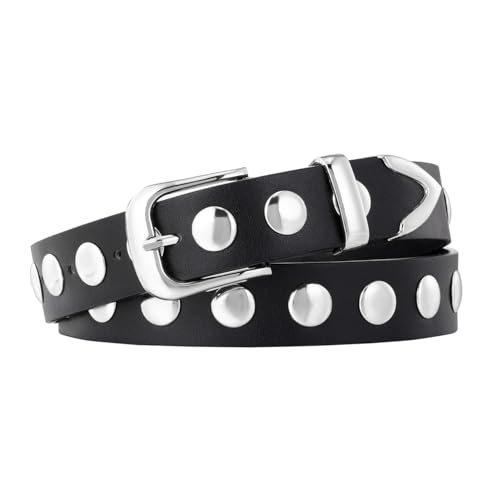 Ceinture punk réglable en cuir PU pour ajuster vos jeans et robes