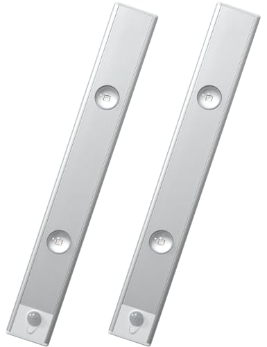 JMOO Under Cabinet Lights, 11.81" Under Counter Lights for Kitchen - Ultra Thin - 600mah Rechargeable LED Motion Sensor Light Indoor, Dimmable Warm White Closet Lihgts (2-Pack)