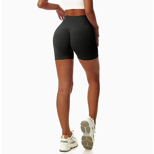 Litthing Pantalones Cortos de Gimnasia para Mujer Entrenamiento Gimnasio Fitness Deporte Scrunch Control Barriga Leggings Cortos a Tope V Cross Elástico Push Up Yoga Short - imagen 6