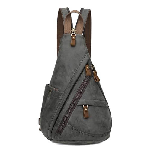Image of KL928 PU Leather Sling Bag - Small Crossbody Backpack Shoulder Casual Daypack Rucksack for Men Women