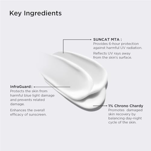 Derma Essentia Sunscreen Gel SPF 50 PA+++ | Blue Light & UVA/UVB Protect | Suncat MTA, Chrono Chardy & Infragurad For Men & Women | lightweight, No White Cast | 50GM