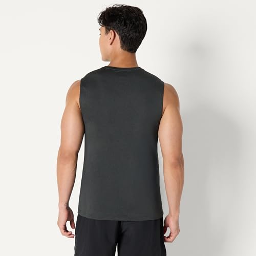 Amazon Essentials Herren Leichtes, Schnelltrocknendes und Feuchtigkeitsableitendes Sport-Muskelshirt aus Tech Stretch, Ärmellos, 2er-Pack, Graphit Heide/Henna, XS 3