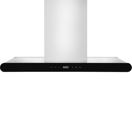 Empava Ducted/Ductless Island Range Hood 36 Inch, Ceiling Mount Kitchen Stove Vent with 400 CFM Dual-Sided Touch Control, 3 Speeds, 4 LED Lights, Stainless Steel (Charcoal-Filter Sold Separately)