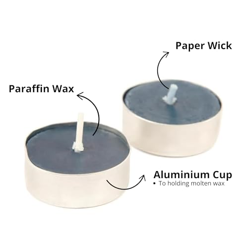 Image of Kriti Life Citronella Scented Tealight Candles - 100% Paraffin Wax, Smokeless, Long Burn Time (4.5 Hours), Dripless Blue Candles for Home Decor, Diwali, Weddings & Meditation - Set of 50