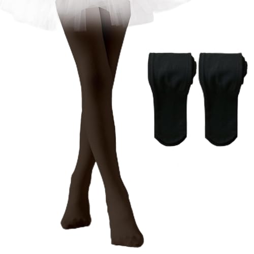 Image of EPEIUS Fleece Lined Tights for Girls Winter Warm Leggings Toddler Thick Thermal Dance Tights 900D Black Nude Ballet Pink