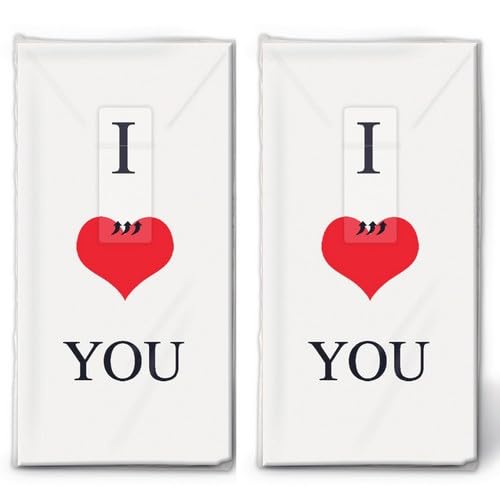 20 einzelne Taschentücher Hochzeit I love you. 2 Packungen mit 10 einzelnen Papiertaschentücher bedruckt als Geschenk.